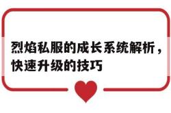 烈焰私服的成长系统解析，快速升级的技巧的简单介绍