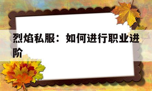 关于烈焰私服：如何进行职业进阶的信息